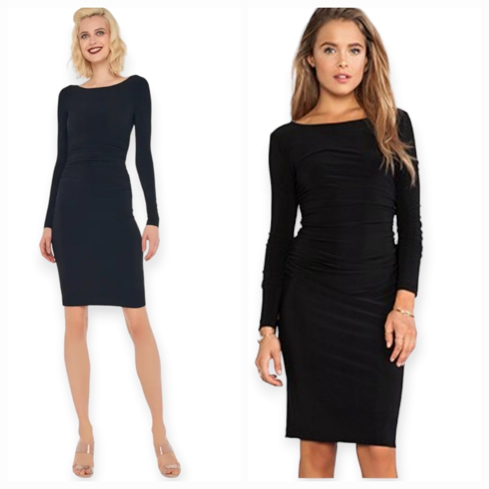 Kamali Kulture Long Sleeve Shirred Waist Dress, Large